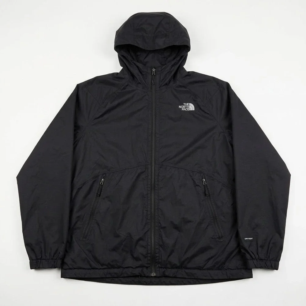 The North Face DryVent Mens XL Black Hooded Rain Jacket Windbreaker Flaws